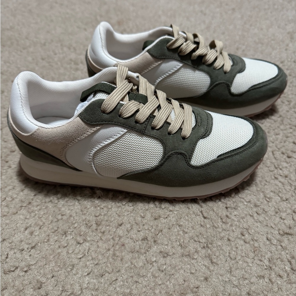 Stylish Green and White Sneakers